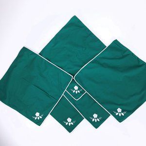 Vintage‎ Green Embroidered Applique Green Cloth Napkins